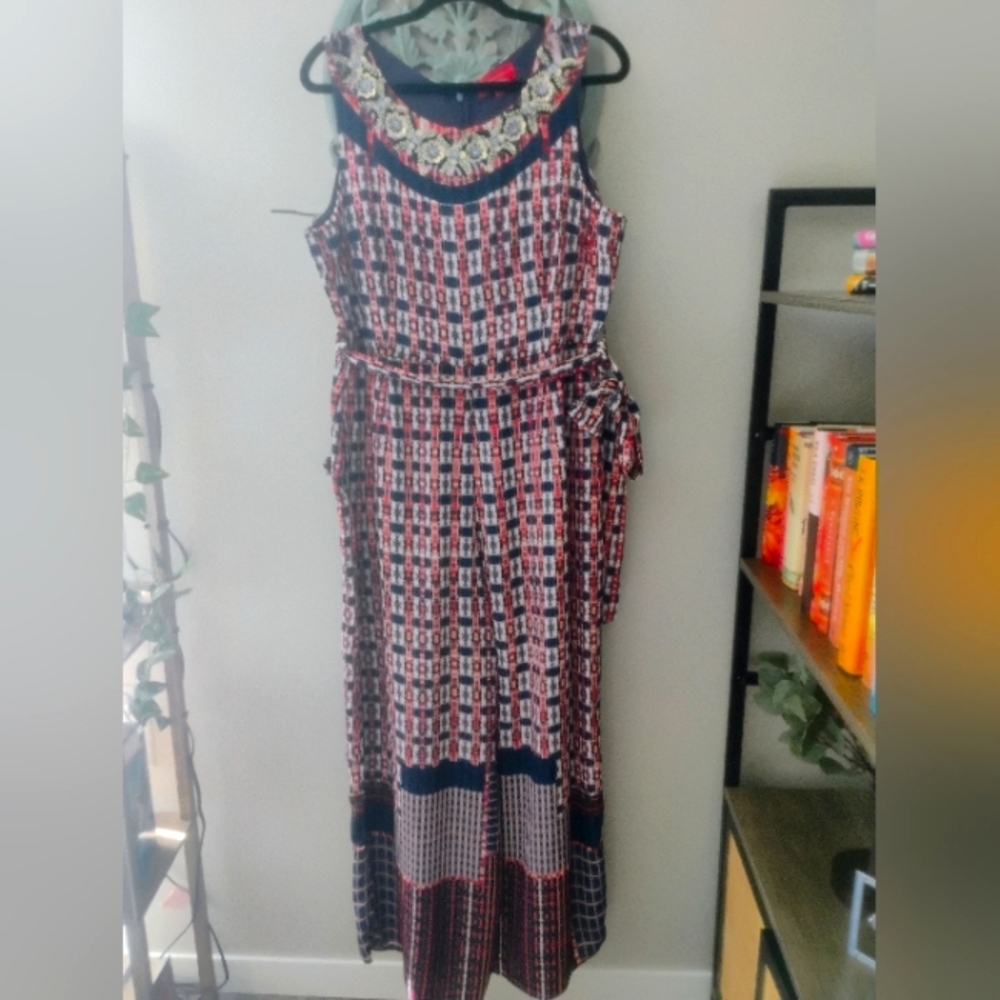 Anthropologie Festival Indian Boho Bhanuni Wide Leg Jumpsuit